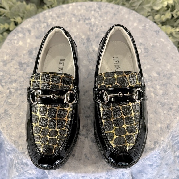 Just One Sight - Black Patent Round Toe Dress Bit Loafer Little Boys 8.5M🖤NWOT - Picture 3 of 10